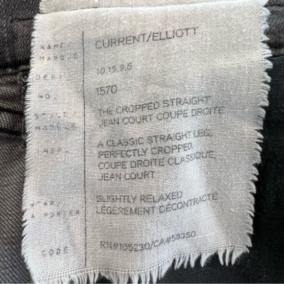 CURRENT/ELLIOT The Cropped Straight Jeans w/ Frayed Hem, Grey, 27 - Picture 10 of 10